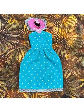 Mattel Barbie/Fashion Doll Replacement Accessory Clothing Blue Polka Dot Dress